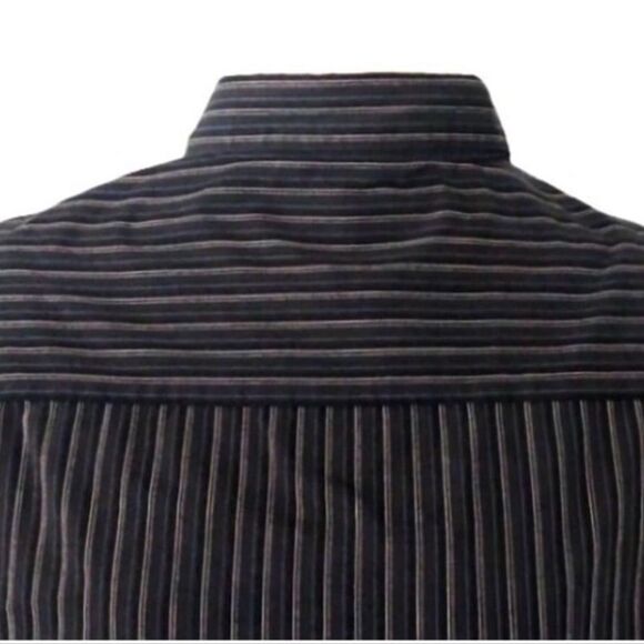 AXIST Mens Black White Striped Button Shirt Slimming Flattering Fit - Picture 4 of 6